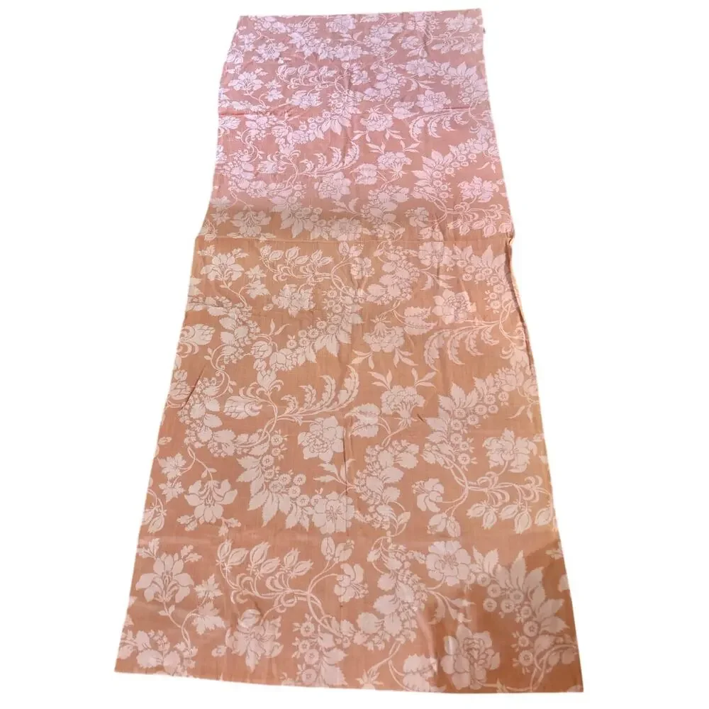 Anthropologie Warm Pale Pink Damask Floral Hawaiian Flower Linen 96x42 Inches